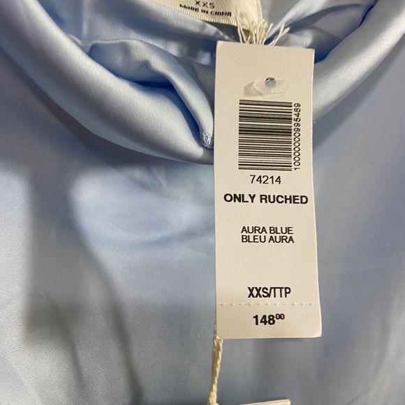 NWT Aritzia Wilfred only ruched slip dress Aura Blue XXS - Picture 2 of 3